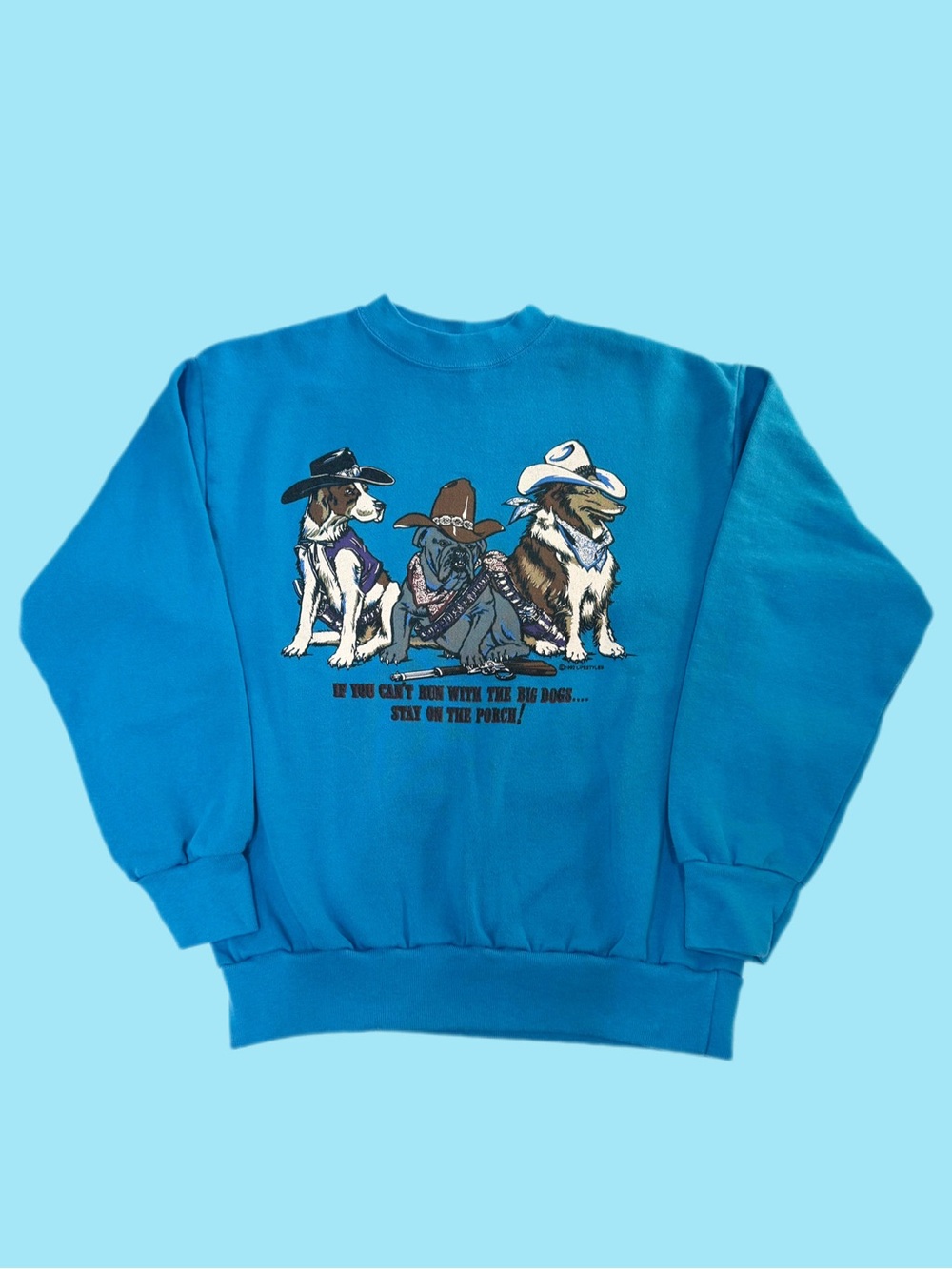 Vintage 90s Big Dogs Cowboy Hat Graphic Crew Quote Funny Novelty Crewneck Large